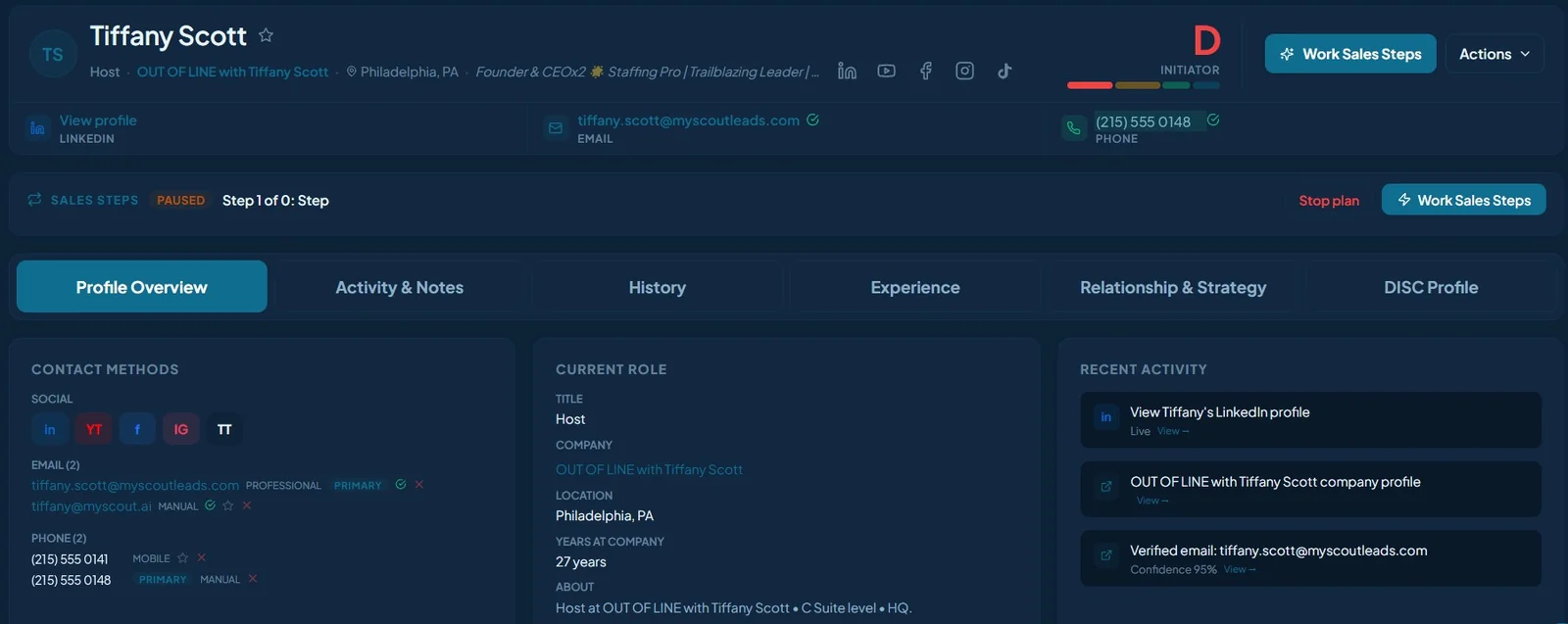 Decision maker page, dark mode